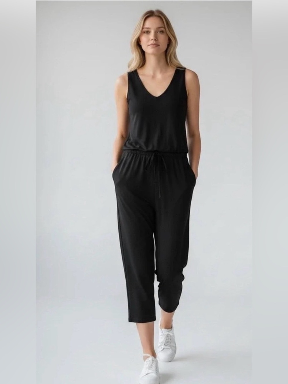 Quince black terry jumpsuit